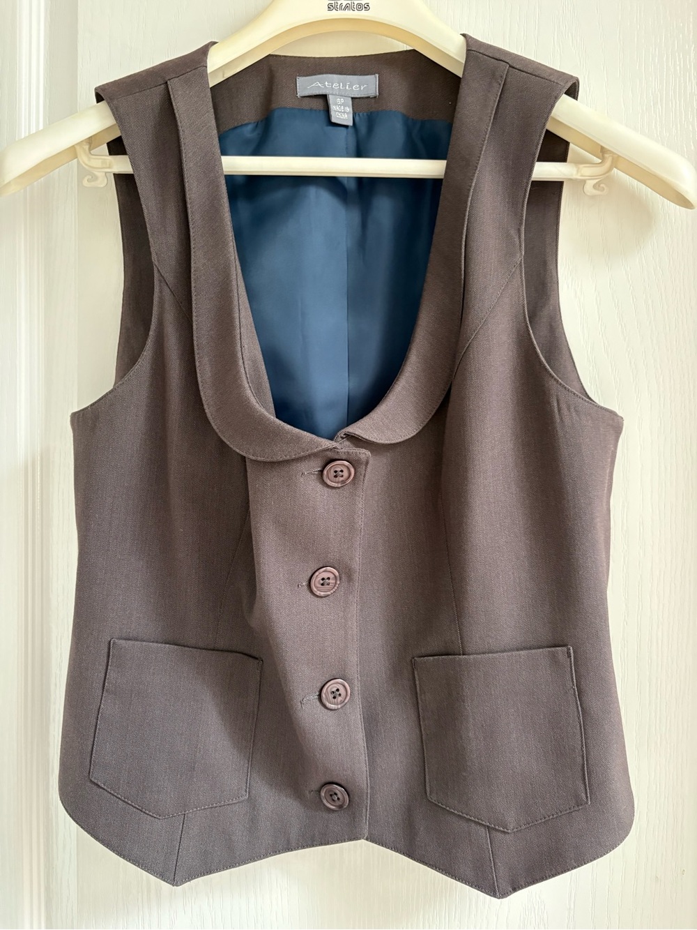 American Atelier Taupe Brown Sleeveless Button Vest